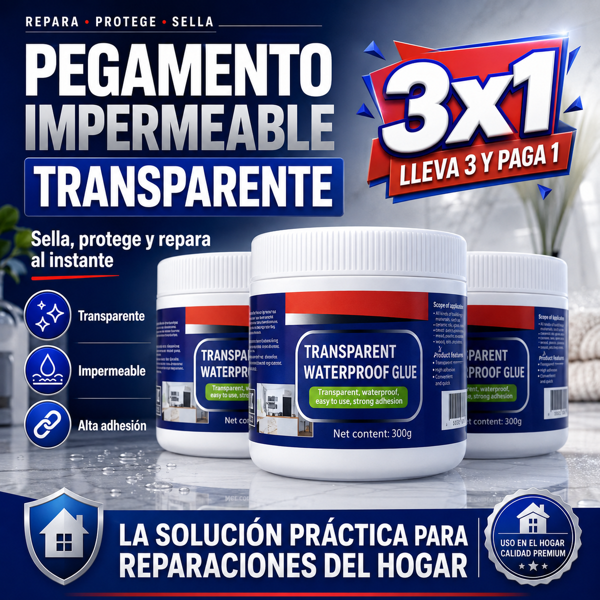 PEGAMENTO IMPERMEABLE TRANSPARENTE