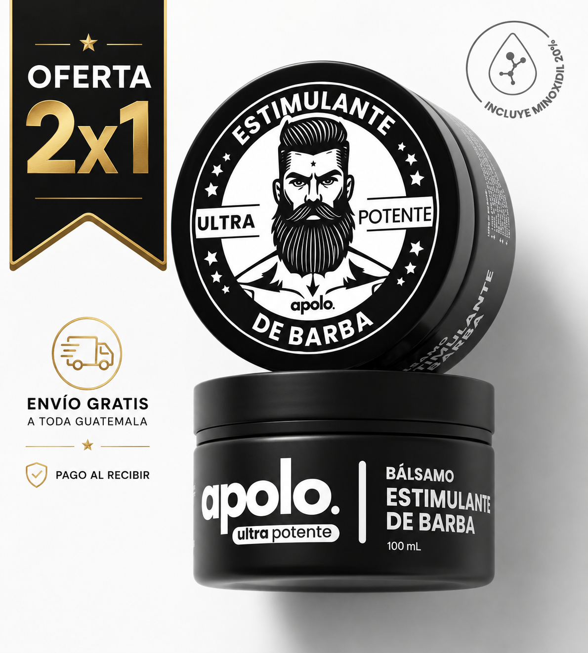 Bálsamo para Crecimiento de Barba Ultra Potente con Minoxidil 20% | 100mL