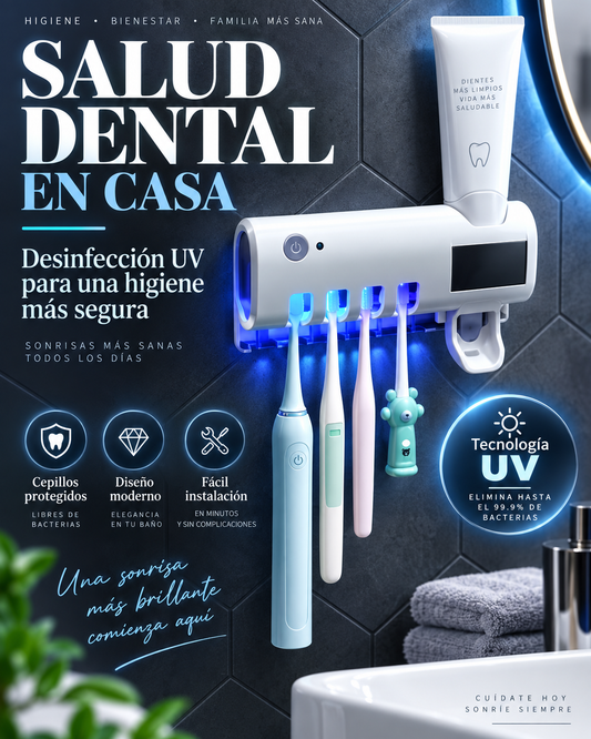 Porta Cepillos Esterilizador UV🦷 – Elimina Bacterias en Segundos