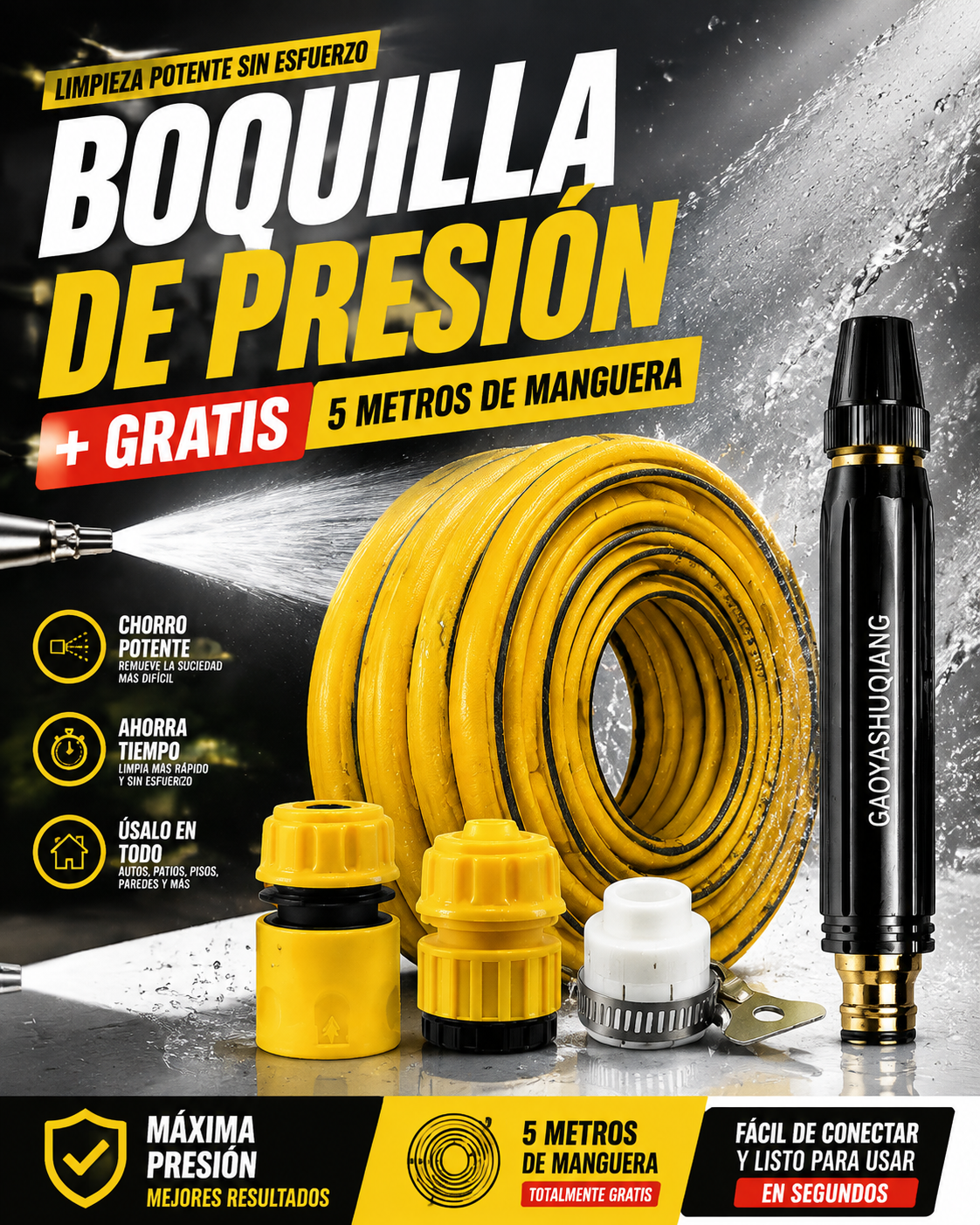 MANGUERA + BOQUILLA A PRESIÓN