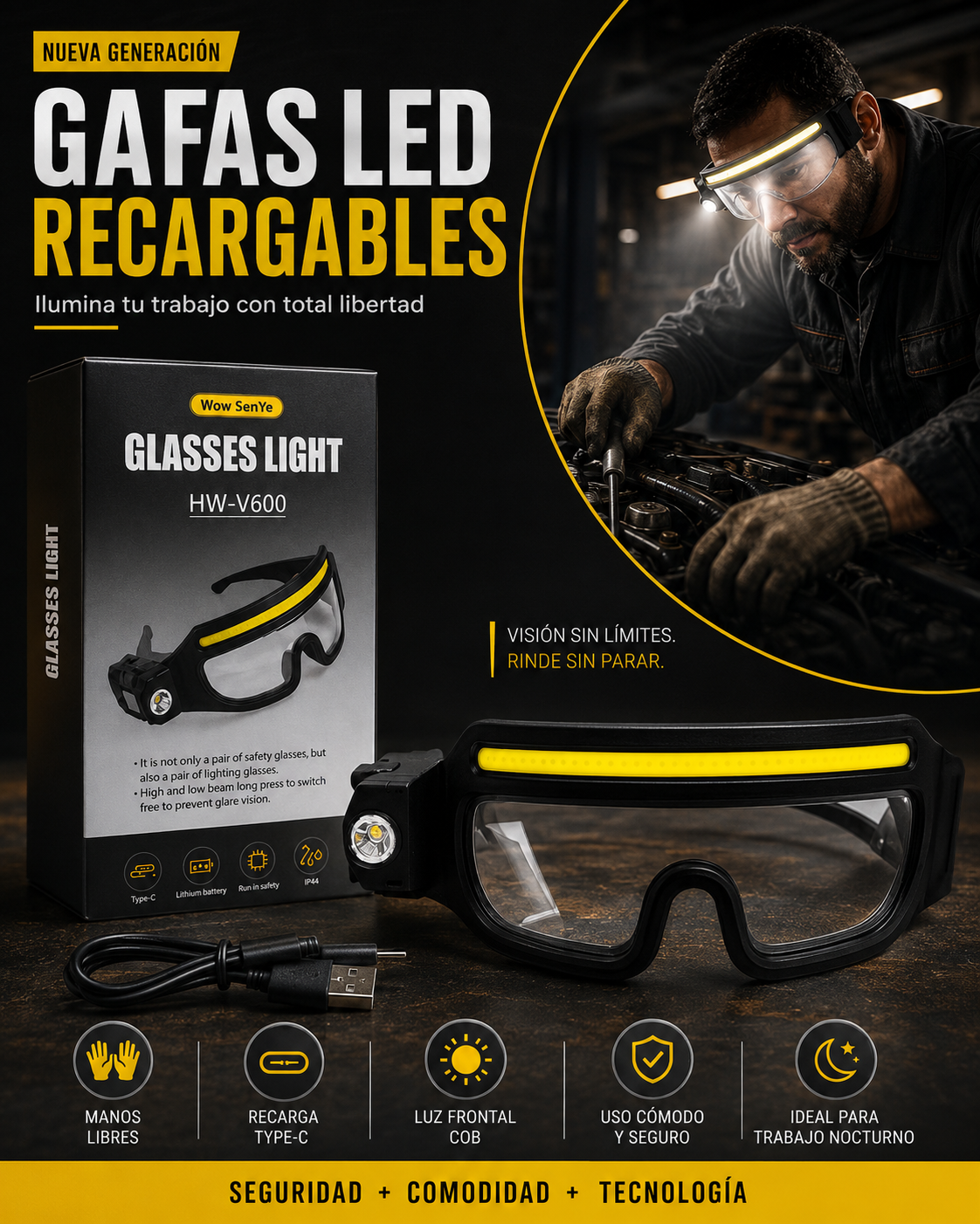 👓Gafas LED - Manos Libres