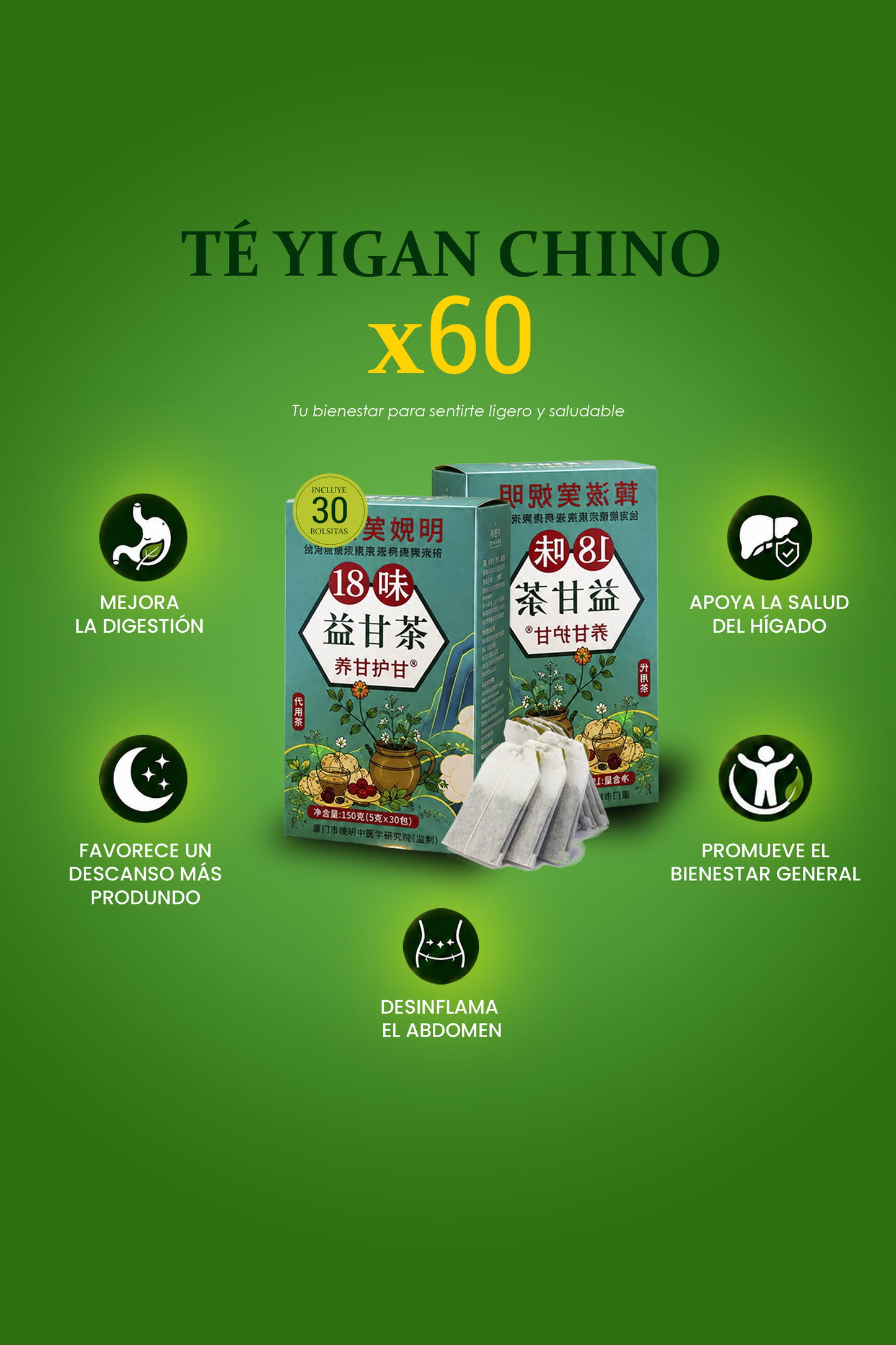 TÉ YIGAN CHINO X30 —Tu Bienestar para Sentirte Ligero y Saludable