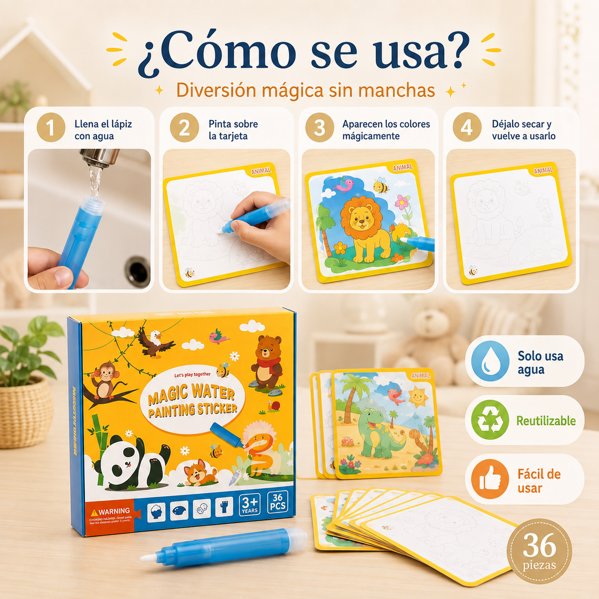 AquaKid 🎨 ¡CREA, APRENDE Y JUEGA SIN MANCHAS! ✨💦